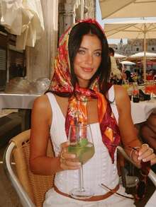 1pc Minimalist Printed Satin Square Scarf, New Spring Fashion Headscarf For Women, Can Be Used As Waistband, Bag Decoration, Ribbon, Headband Or Scarf, Ideal Choice To Enhance Your Overall Look - Orange - View 4