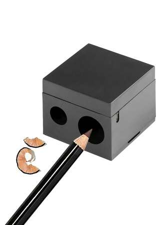 1pc Black Square Dual-Hole Eyeliner & Eyebrow Pencil, Dual-Hole Design Sharpener Tool, Compact Multi-Function Pencil Sharpener,Cheap,Stocking Stuffers,Makeup,Makeup Tools,Cheap Stuff,Gifts,Gifts For Women,Christmas Gifts