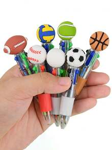 20支/套 可爱四合一多色迷你圆珠笔，生日派对趣味礼物，多种墨水颜色（足球、橄榄球、棒球、篮球） - 彩色 - 查看 10