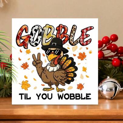 1 Piece, Thanksgiving Day - 10*10*1.6CM TIL Square PVC Ornaments, Holiday Decoration Ornaments, Holiday Gifts, Dining Table Desktop Decoration Ornaments