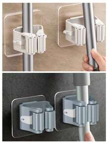 1/2/4/6/8pcs, Mop Holder, Mop Hook, Mop Clip, Wall Mounted Mop And Broom Storage Clip, Mop Hanging Rack, Multifunctional Tools Storage Clip For Bathroom Kitchen Garden, Cleaning Accessories, Household Gadgets No-Drill