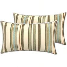 Outdoor/Indoor Throw Pillows, 18x18 Square Pillows With Inserts Bed, Couch, Sofa & Patio Furniture (Set Of 2, Monstera Blue), Decorative Pillows - 條紋瑪瑙 - 查看 1