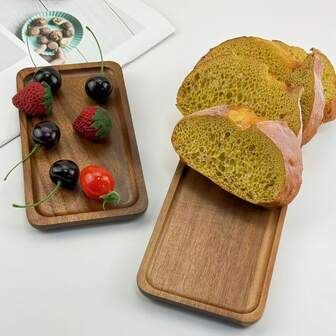 1/2 Pcs Acacia Serving Tray - Premium High-Quality Wooden Tray, Coffee Table, Dresser Or Counter - Perfect For Food, Coffee, Tea & Snacks ﻿