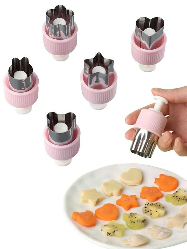 6/5 piezas Cortador de frutas y flores de acero inoxidable, Juego de moldes para bento, cortadores de masa, galletas y pasteles con forma de mariposa, Herramienta de cocina adecuada para hornear, cajas de almuerzo y decoración