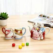 Ceramic Hand-Painted Cute Cat Teapot, Coffee Pot, Couple's Cup, Teacup, Christmas And Valentine's Day Gift - Multicolor - View 2