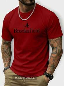Premium Stylish Men's T-Shirt In Cotton Brooks Field Casual Plus Size Street Casual Fabric Sizes P To G5 - 紅色 - 查看 1