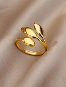 Stainless Steel Smooth Double Ball Beads Rings For Woman Open Gold Color Geometric Wedding Couple Rings Aesthetic Jewelry Gift S