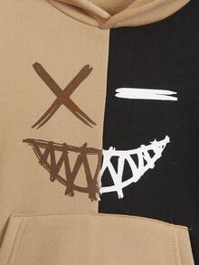 2 件套 Tween Boy 休闲拼色笑脸印花羊毛运动衫和纯色裤子套装，秋冬 - 彩色 - 查看 5