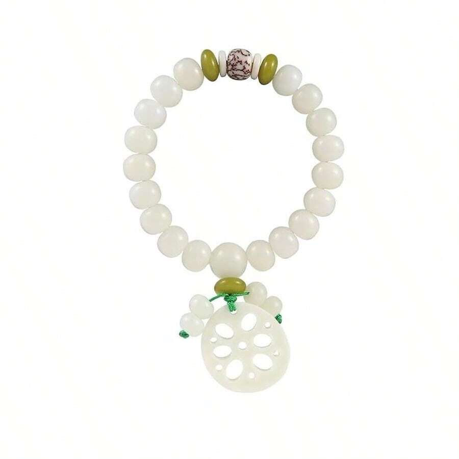 Jade Bodhi Root Lotus Hand String Bodhi Beads Rosary Beads For Men And Women With A Single Ring Bracelet - B0FH6PXD3L - View 1