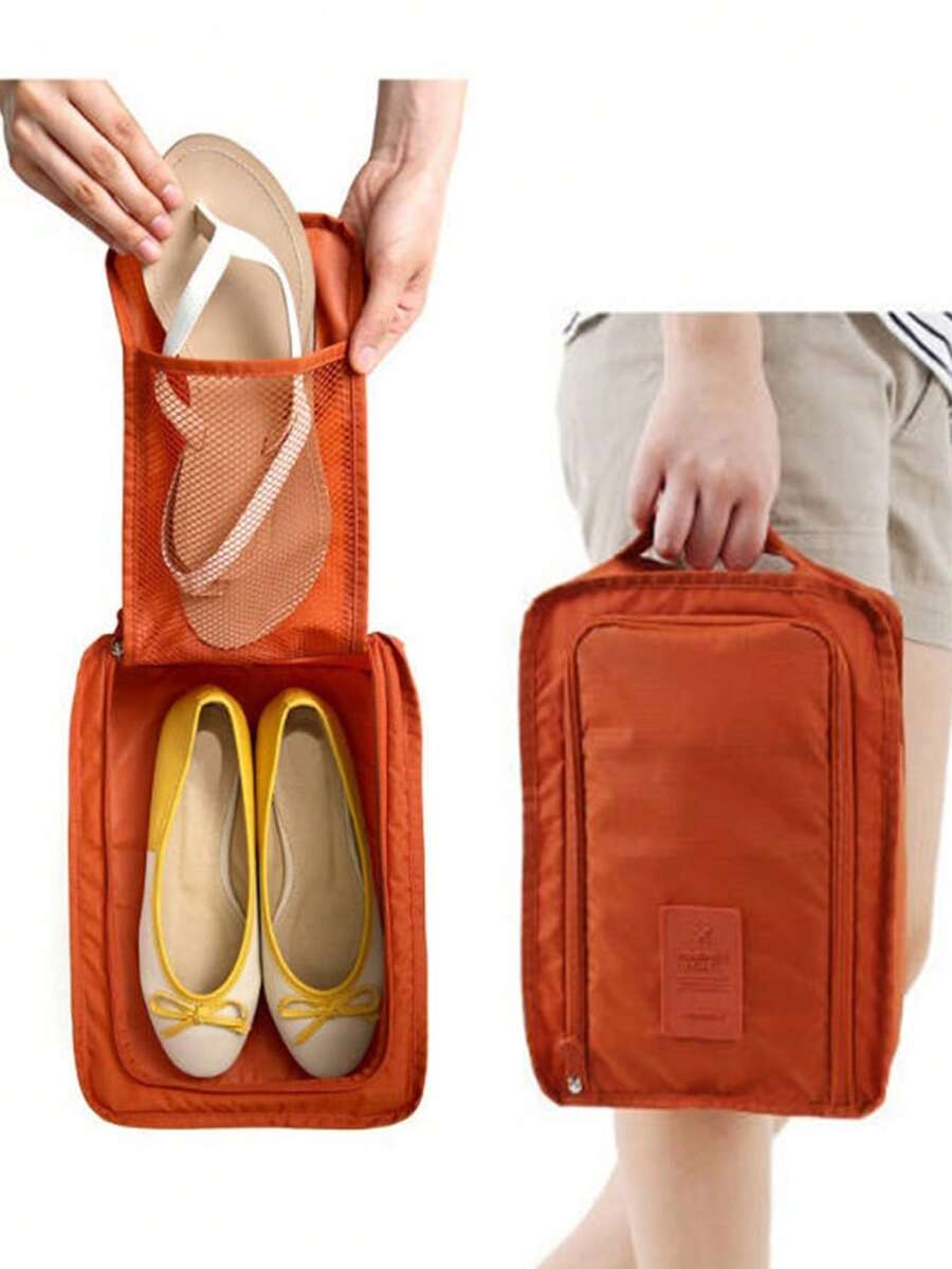 1pc Foldable Handheld Shoe Bag, Travel Storage Pouch, Multifunctional Waterproof Beach Travel Shoe Bag - Multicolor - View 1