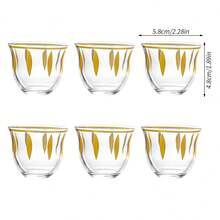 6pcs Glass Moonlight Cup Set, Red Tea Cup, Coffee Cup, Arabic Turkish Small Coffee Cup