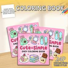 GDTME Cute Minimalist Daily Items (Camera, Mirror, Slippers, Desserts, And Books) Sweet Scene Coloring Book, Comfortable Space Coloring Book, Ideal For Valentine's Day, Mother's Day, Father's Day, Teacher's Day, Easter, Halloween, Christmas Parties And Birthdays, Great For Friends Who Enjoy Coloring And Back To School (Comes With Elegant Coaster Pad) - Pink - View 11
