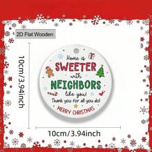 2D Flat, 1pc Wooden Christmas Neighbor Decor - "Sweeter With Neighbors" Gingerbread House Number Sign Design, White & Green Holiday Decor, With Gold Hanging Loop, For Door, Tree, Fence - Gift, 2D Flat, Christmas Decoration - White - View 5