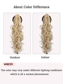 Synthetic 32 Inch Long Body Wave Ponytail Hair Extension Heat Resistant Claw Curly Wavy Ponytail Hairpieces For Women Blonde With Brown Daily Party Festival Use - Multicolor - View 10