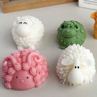 1 pieza Molde de silicona en forma de oveja 3D para hornear, moldes para decorar pasteles con forma de animales, hacer velas, manualidades con arcilla de resina