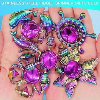 1/3/6/9pcs 120 Styles Random Colorful Finger Spinner Metal Hand Spinner Zinc Alloy Stress Relief Toy ADHD Finger Spinner Office Desk Toy Relaxation Gift Finger Gyro