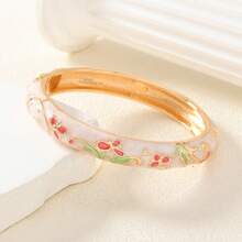 1 Piece Creative Fashion Cloisonné Bracelet Vintage Court Style Enamel Colorful Flower Drip Oil Ladies Bracelet For Women Daily Commute Vacation Wear Birthday Anniversary Gift - màu xanh lá cây nhạt - Xem 10