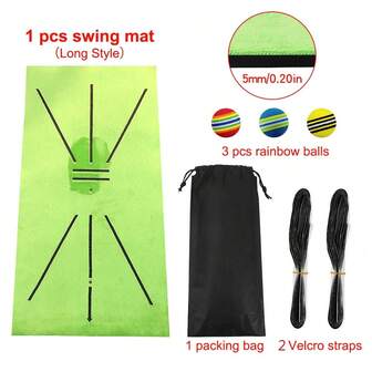 Tapis d'entraînement au swing de golf 11,8" X 23,6" avec marque de direction de frappe, pour utilisation à la maison. Comprend 3 balles de pratique