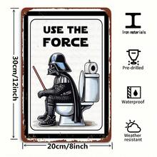 Star Wars 官方授权星球大战金属锡牌墙饰 - 幽默的“使用原力”浴室场景铁艺装饰，适用于家居、酒吧、咖啡馆、工作室、派对和节日礼物，圣诞装饰 - 彩色 - 查看 5