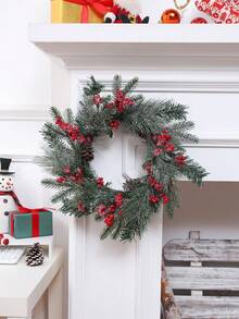 1PC 43CM Simulation Cypress Leaf Fortune Fruit Small Circle Home Hotel Shopping Mall Hanging Decoration Wreath Party Decoration, Valentine Day, Gift Home Decor Christmas Decorations Room Decor Christmas - Red - View 11
