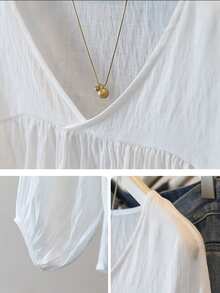 Áo sơ mi nữ Vera Lane màu trắng, dáng rộng, tay dài, thích hợp mặc đi nghỉ mát và hàng ngày, mùa xuân/hè. - trắng - Xem 10