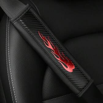 Flame PU Leather Safety Belt Shoulder Pad For Car Interior