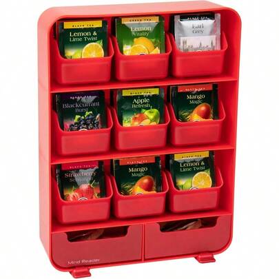 'Baggy' 9 Drawer Tea Bag And Accessory Holder Red