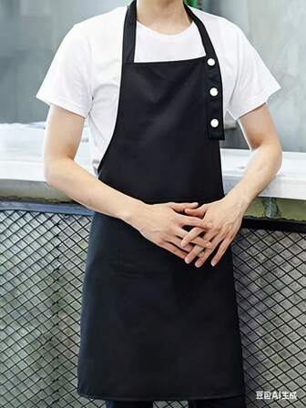 1 件装无袖防水防油黑色围裙，用于清洁、厨房和餐饮防护