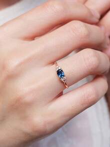 1 pieza Anillo de circonita cúbica elegante, adecuado como regalo para mujeres en el Día de San Valentín, boda, compromiso, aniversario, joyería para fiestas