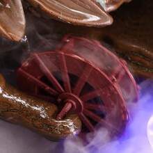 Nueva fuente de agua de cerámica estilo chino, adorno de rueda Feng Shui, humidificador para decoración de sala de estar, regalo de inauguración de casa /258 - Marrón - Ver 5