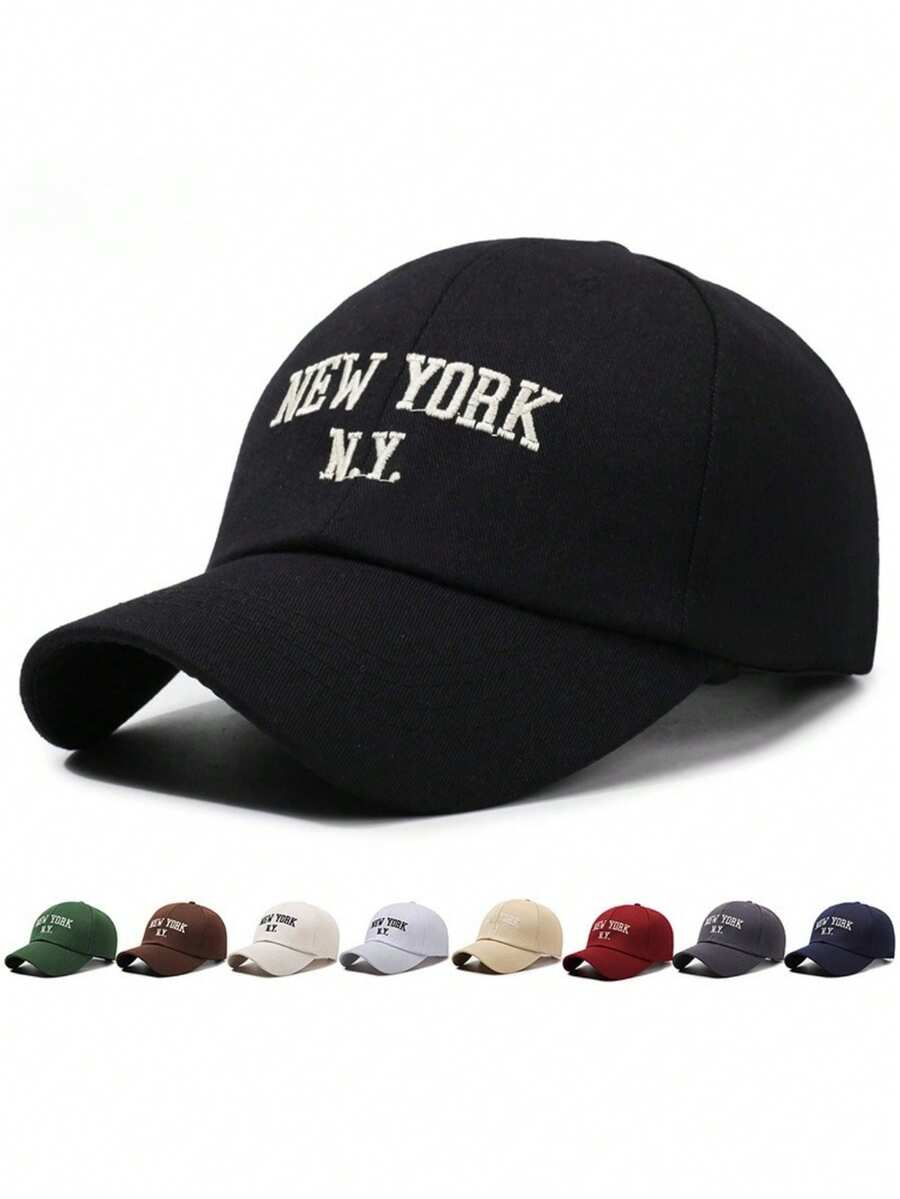 1pc Baseball Cap, High-Density Polyester Fiber Material, Available In Classic Beige And Navy Blue Solid Colors. Minimalist Luxury Style, 6-Panel Curved Brim, With 3D Embossed Texture, Sweat-Absorbing Headband, Metal Buckle Adjustable Head Circumference, Sun Protection And Windproof, Suitable For Commuting, Travel, Daily Wear, All Seasons - Multicolor - View 1