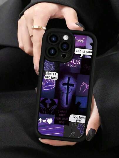 Modische lila christliche - thematische Musterdesign Handyhülle: Beliebt, personalisierte weiche - Berührung ultimative Griffigkeit, wasserdicht & langlebig, schmutzabweisende stilvolle Stoßstangenabdeckung mit Kameraschutz. Perfektes Geschenk für Ostern, Weihnachten, Halloween. Kompatibel mit iPhone 17/17pro/17promax/17AIR/16/16Plus/16Pro/16ProMax, 15, 14, 13, 12, 11 Serie und mehr.