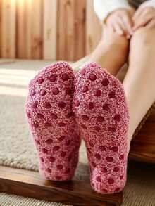 2 Pairs Random Women's Plush Non-Slip Ankle Socks - Fuzzy Floor Socks, Soft, Breathable & Comfortable Low-Cut Short Socks For Home Wear, Women's Socks & Stockings For Daily Use Halloween Winter Autumn Christmas Socks Women - Multicolor - View 2