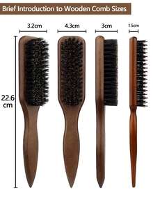 Boar Bristle Hair & Beard Brush - Unscented Professional Styling Tool For Thick/Thin Hair, Fade & Clipper Cleaning, Slick Back Smoothing, For Men & Women, Travel & Back To School Essentials - Multicolor - View 9