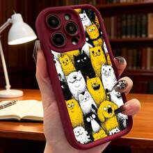 Cubierta de teléfono con diseño de gatos amarillos y blancos estampados para iPhone 14 Pro Max funda protectora resistente a golpes ideal para uso diario en casa o oficina Aplicable a teléfonos Apple y Galaxy. - Blanco - Ver 6