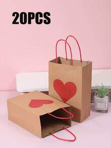 50/40/30/20/1pc Simple Red Heart Kraft Paper Tote Bag, Valentine's Day, Mother's Day, Birthday Party Gift Bags, Handmade Square Tote Gift Bags With Heart,Simple Red Heart Kraft Paper Tote Bag, Valentine's Day, Mother's Day, Birthday Party Gift Bags, Handmade Square Tote Gift Bags With Heart - Multicolor - View 13