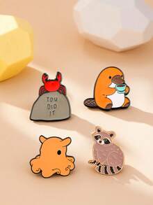 Broche da Série Oceano (1/4 peças): Caranguejo, Polvo, Ornitorrinco, Pins de Liga Metálica Esmaltada, Acessórios Decorativos para Roupas, Mochilas e Lapelas.
