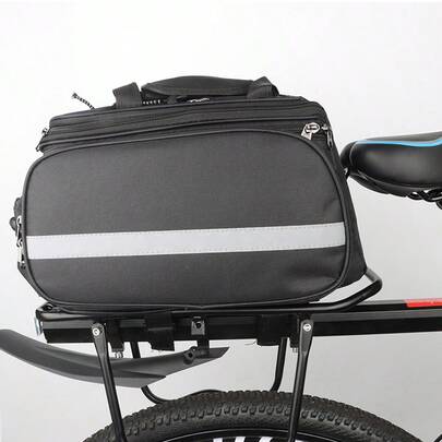 Rear Bike Rack Bag With Rain Cover, Rear Bicycle Bag, Waterproof Bicycle Ebike Saddle Bag Cycling Pannier Trunk Carrier With Reflector & Adjustable Cord For Commuter Travel Outdoor