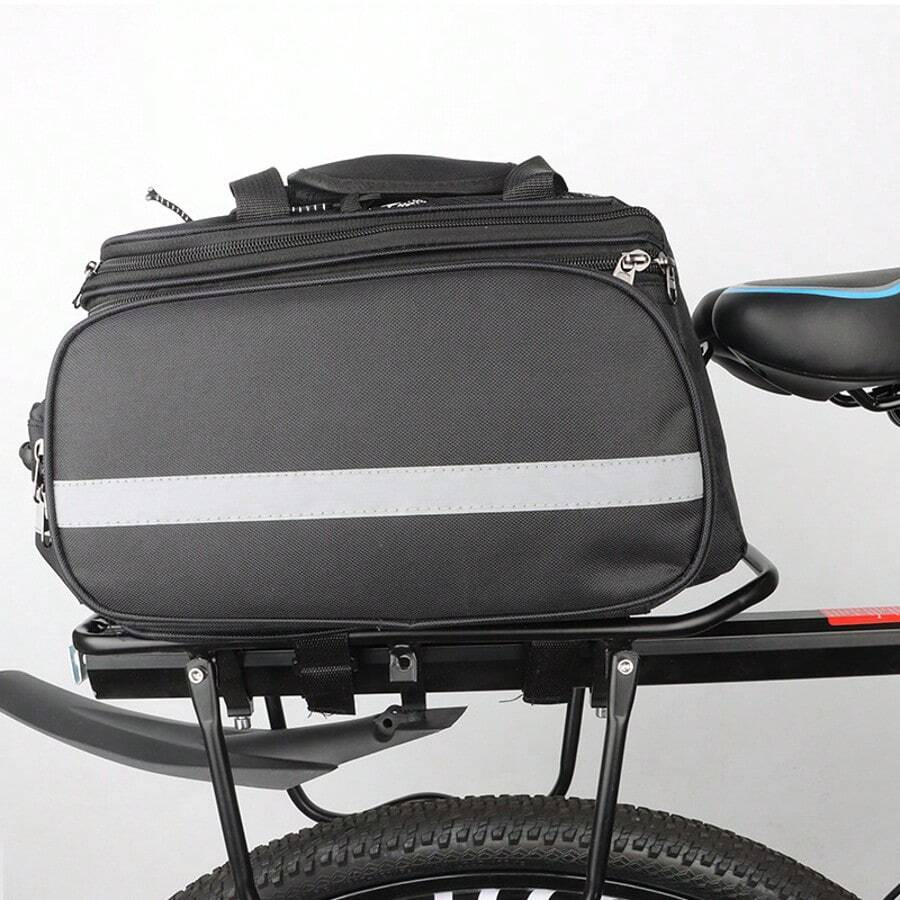 后置自行车架包带防雨罩，后置自行车包，防水自行车电动自行车鞍座包骑行驮包后备箱架，带反光条和可调节绳索，适用于通勤旅行和户外骑行