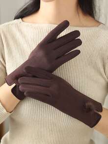 Mănuși de iarnă confortabile din piele întoarsă 1 buc pentru femei, piele întoarsă moale, mănuși calde, compatibile cu ecranul tactil, mănuși rezistente la vânt și pentru ciclism, articole versatile, cadouri excelente de iarnă pentru prietenele de sex feminin