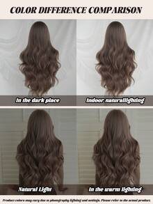 NAMM 女士长波浪粉紫色假发 30 英寸卷发假发，带窗帘刘海，自然造型合成纤维时尚假发，适合女孩日常聚会使用 - 淺粉色 - 查看 8