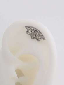 1pc Boho Style Spiral Earring, Geometric Lotus Pattern, Hidden Spiral Piercing, Cartilage Design, Bohemian Silver Color, Mystical Jewelry. Christmas Accessory, Gift