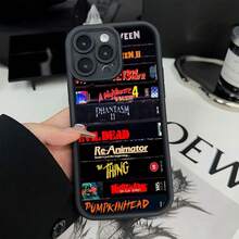 Funda de Teléfono con Patrón de Collage de Cubierta de Película de Terror, Diseño Creativo de Dibujos Animados de Alta , Nueva Funda Protectora de Escalera de Ojos de Cielo, Regalo Unisex Divertido, Simple y de Moda Adecuado para iPhone 16 15 14 13 12 11 - Negro - Ver 1