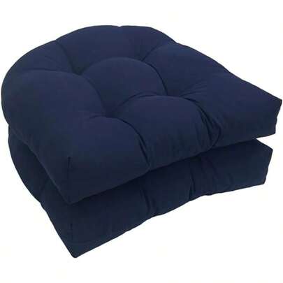 Outdoor Chair Seat Cushions Set Of 2 Patio Furniture Cushions U Shaped Overstuffed Seat Cushions Patio Chair Cushions For Indoor Outdoor Wicker Chair Rocking Chairs Dark Blue