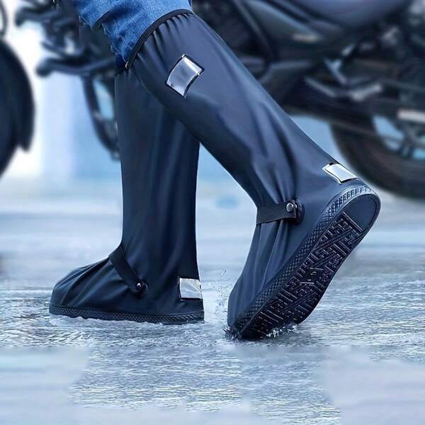 Capas de Bota de Chuva Premium à Prova d'Água e de Alta Cano - Antiderrapantes, Reforçadas, Dobráveis e Reutilizáveis para Homens e Mulheres - Ideais para Caminhada, Viagem e Atividades ao Ar Livre