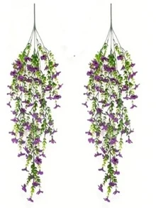 2 束抗紫外线人造装饰花，逼真的假植物，适用于家居装饰、走廊、花园、庭院、餐桌、客厅、婚礼派对、仿真藤蔓花、悬挂人造藤蔓植物、假花、婚礼派对装饰、情人节、秋季装饰、秋季