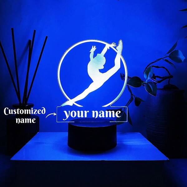 1pc Personalized Text/Name 3D Night Light, Gymnastics/Dance Shaped, Touch Sensor, 7-Color Changing, Room Decor, Birthday/Holiday Gift