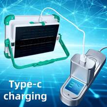 1pc Green Portable Solar LED Camping Light, 180 LED Emergency Lamp With Hanging & Carrying Handle, Large Capacity 4pcs 18650 Rechargeable Li-Ion Battery, Magnetic Base & Quick Hook, 5 Lighting Modes, 60㎡ Illumination Range, USB/Solar Charging, Suitable For Camping, Outdoor, Home, Workshop, Emergency Backup