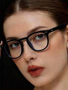 1 pieza Gafas de moda con montura redonda retro básicas y casuales para mujer, adecuadas para lectura diaria, ir al trabajo y combinar con atuendos