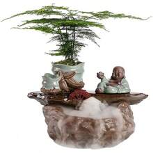 Nueva fuente de agua de cerámica estilo chino, adorno de rueda Feng Shui, humidificador para decoración de sala de estar, regalo de inauguración de casa /258 - Marrón - Ver 4